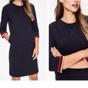 Boden Navy Livia Velvet Striped Cuff Dress Size 12R